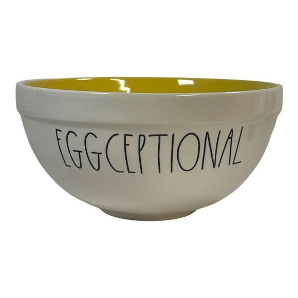 Rae Dunn Magenta Eggcellent & Eggceptional Egg Nesting Ceramic Bowls Set Yellow - Picture 3 of 16